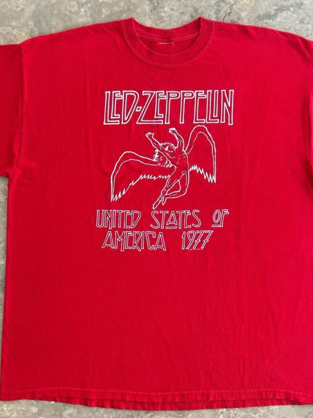 Vintage 2003 Led Zeppelin USA 1977 Tour T Shirt Red Graphic Tee XL